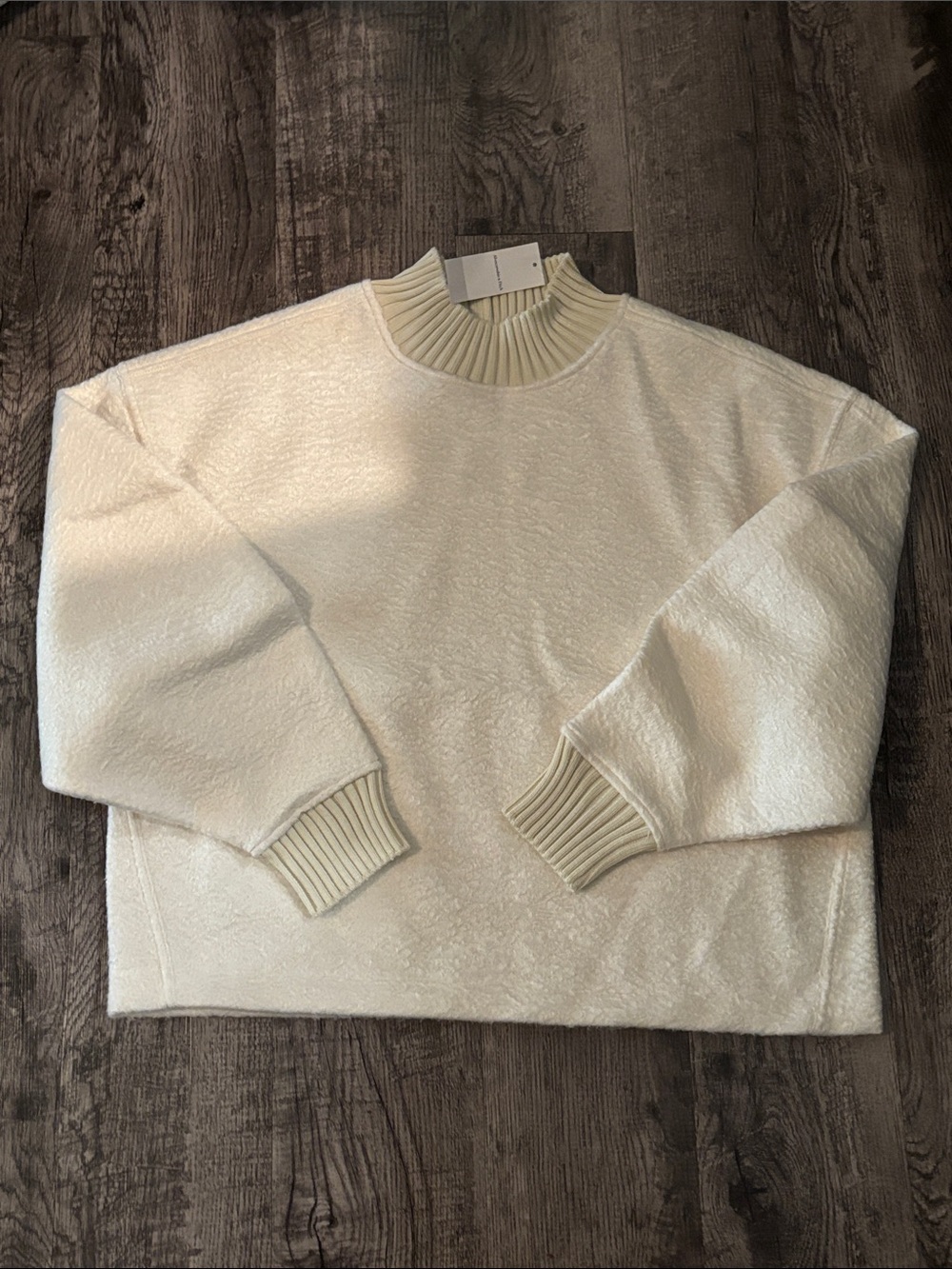 Abercrombie & Fitch Mockneck Sweater - Cream - Size Medium